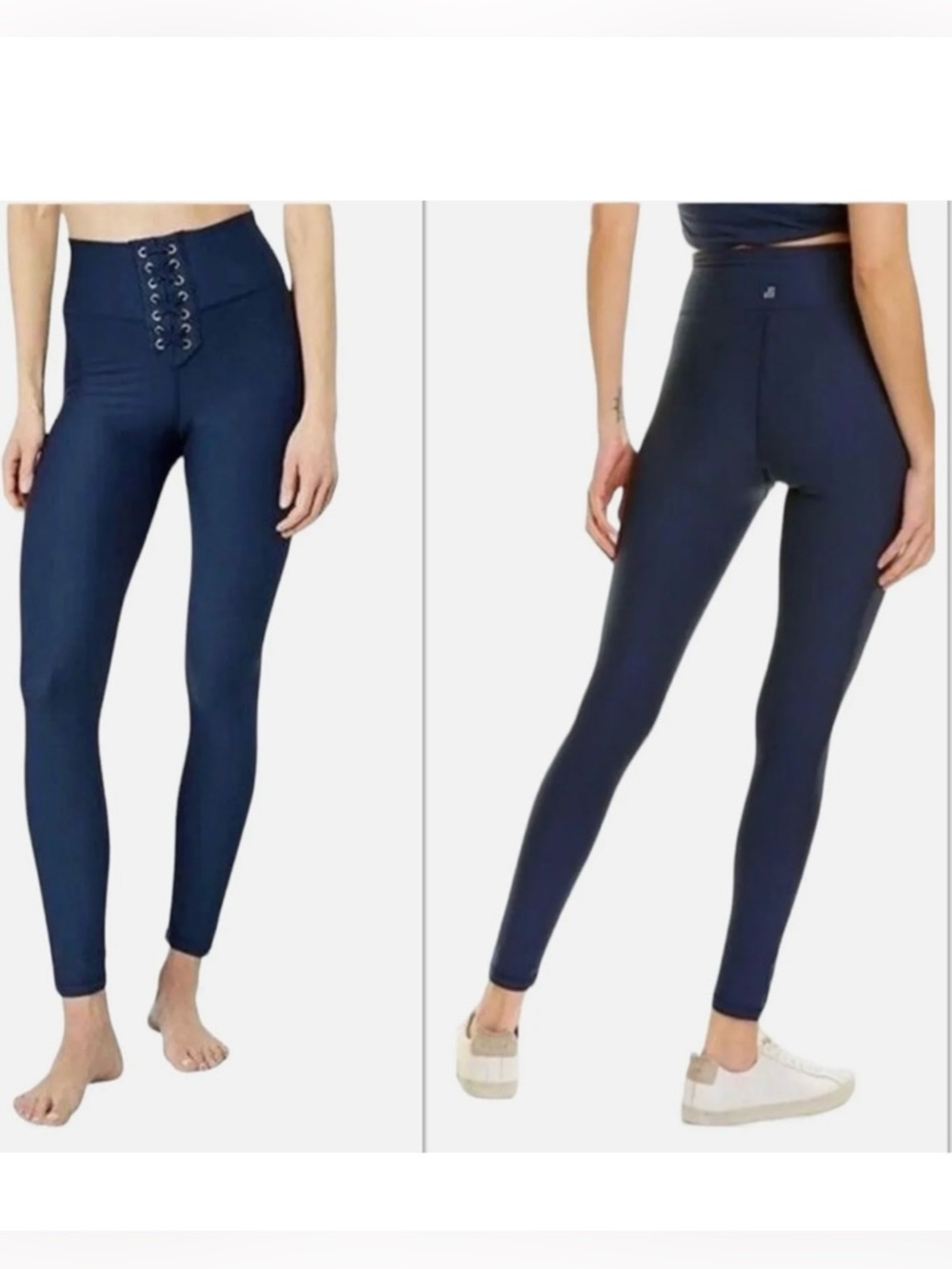 WeWoreWhat Revolve Women’s Lace-Up High Waist Navy Blue Leggings Size M NWT